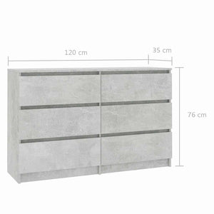 Συρταριέρα Γκρι του Σκυροδέματος 120x35x76 εκ. Μοριοσανίδα - Pakobazaar
