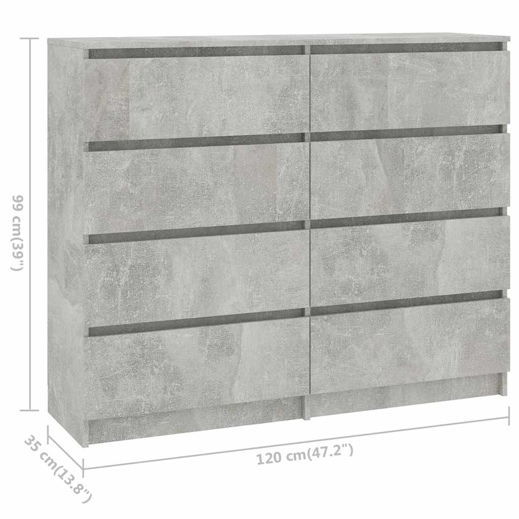 Συρταριέρα Γκρι Σκυροδέματος 120 x 35 x 99 εκ. από Μοριοσανίδα