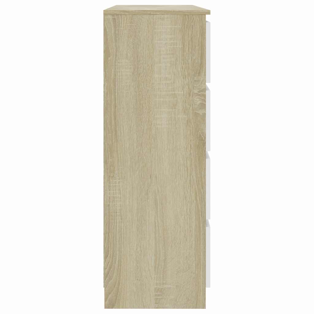 Συρταριέρα Λευκή/Sonoma Δρυς 120 x 35 x 99 εκ. από Μοριοσανίδα - Pakobazaar