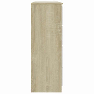 Συρταριέρα Λευκή/Sonoma Δρυς 120 x 35 x 99 εκ. από Μοριοσανίδα - Pakobazaar