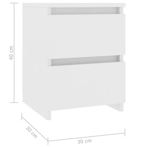 Κομοδίνο Λευκό 30 x 30 x 40 εκ. από Επεξ. Ξύλο