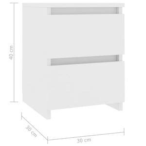 Κομοδίνα 2 τεμ. Λευκά 30 x 30 x 40 εκ. από Επεξ. Ξύλο