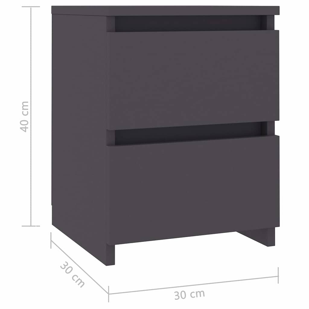 Κομοδίνα 2 τεμ. Γκρι 30 x 30 x 40 εκ. από Μοριοσανίδα