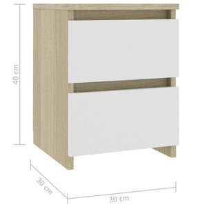 Κομοδίνο Λευκό / Sonoma Δρυς 30 x 30 x 40 εκ. από Μοριοσανίδα