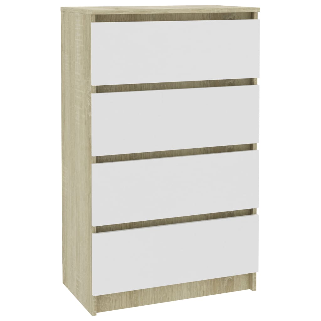 Συρταριέρα Λευκή/Sonoma Δρυς 60x35x98,5 εκ. Επεξεργασμένο Ξύλο