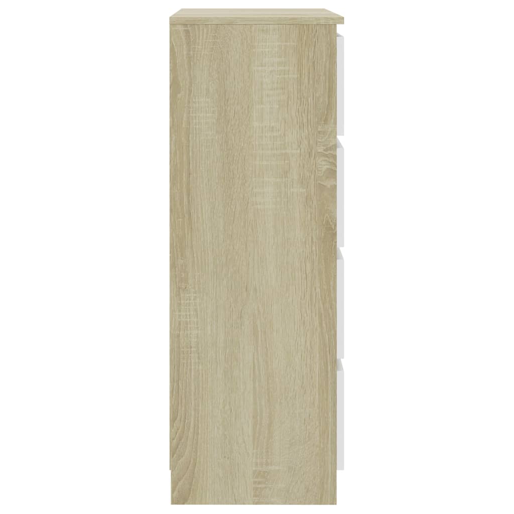 Συρταριέρα Λευκή/Sonoma Δρυς 60x35x98,5 εκ. Επεξεργασμένο Ξύλο