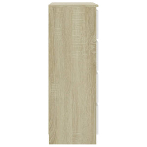 Συρταριέρα Λευκή/Sonoma Δρυς 60x35x98,5 εκ. Επεξεργασμένο Ξύλο