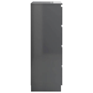 Συρταριέρα Γυαλιστερό Γκρι 60x35x98,5 εκ. Επεξεργασμένο Ξύλο - Pakobazaar