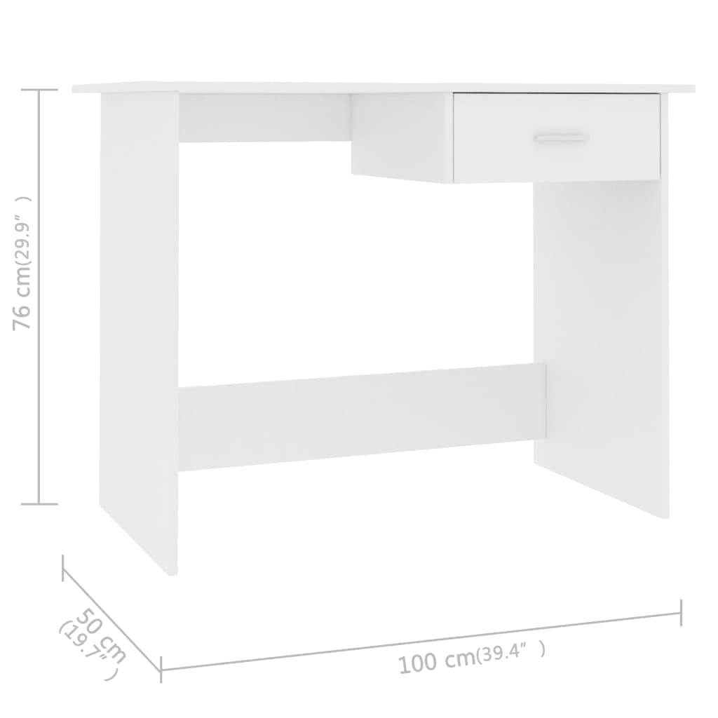 Γραφείο Λευκό 100 x 50 x 76 εκ. από Επεξ. Ξύλο