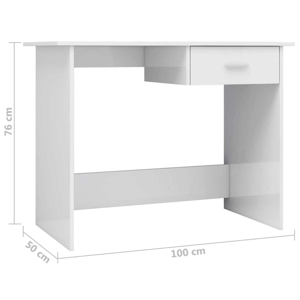Γραφείο Γυαλιστερό Λευκό 100 x 50 x 76 εκ. από Επεξ. Ξύλο - Pakobazaar