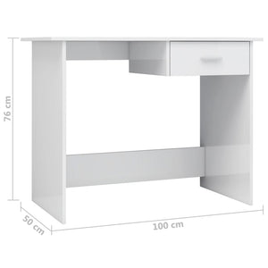 Γραφείο Γυαλιστερό Λευκό 100 x 50 x 76 εκ. από Επεξ. Ξύλο - Pakobazaar