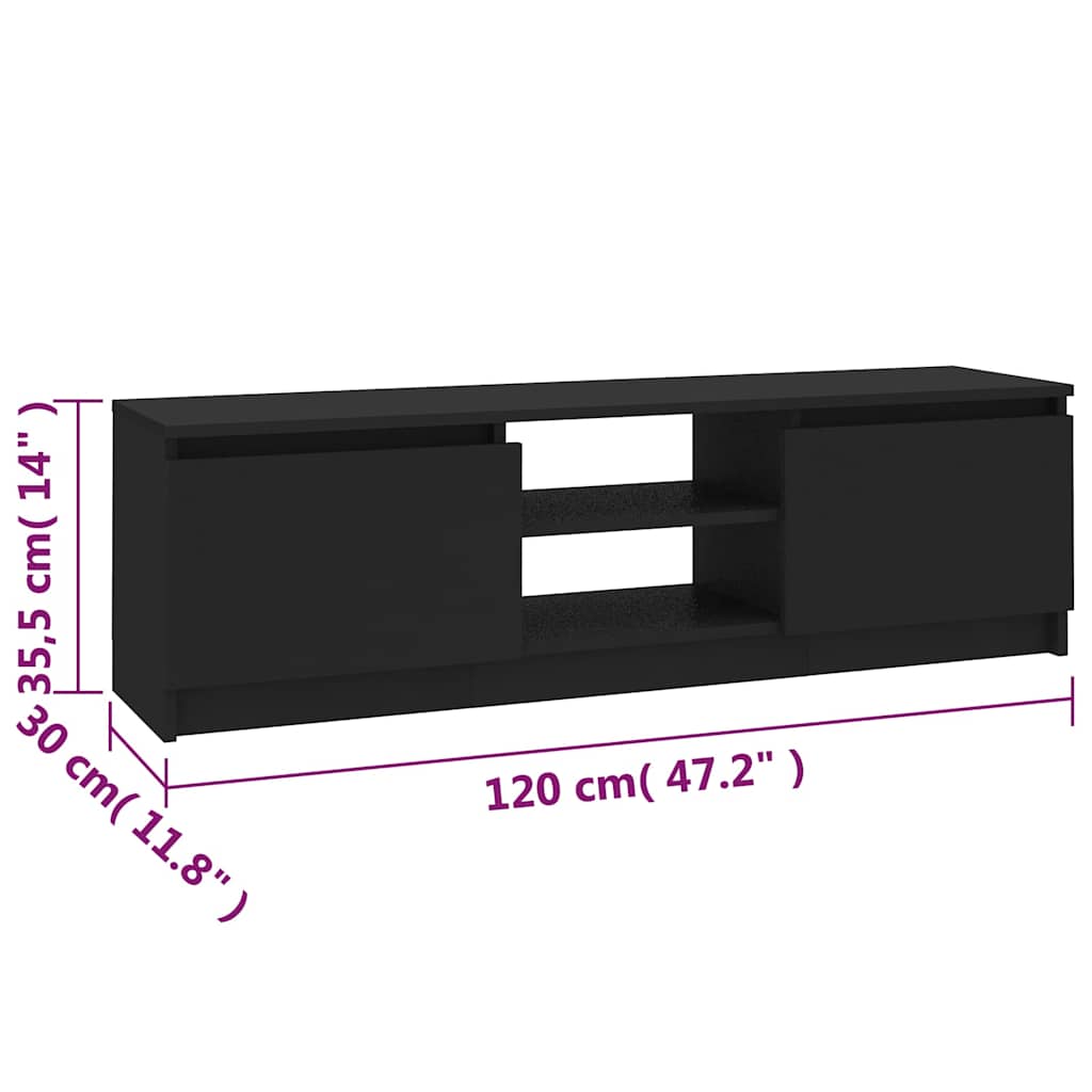 Έπιπλο Τηλεόρασης Μαύρο 120 x 30 x 35,5 εκ. από Μοριοσανίδα