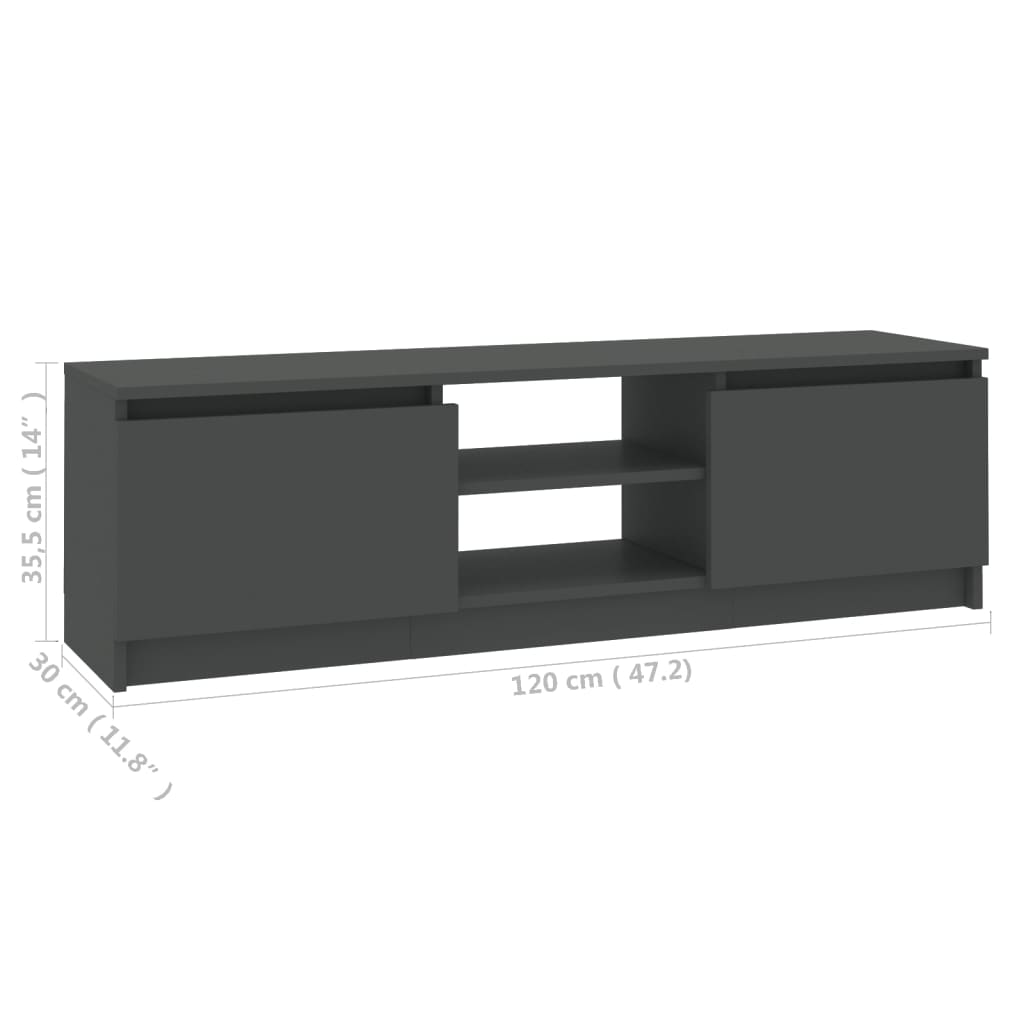 Έπιπλο Τηλεόρασης Γκρι 120 x 30 x 35,5 εκ. από Επεξ. Ξύλο - Pakobazaar