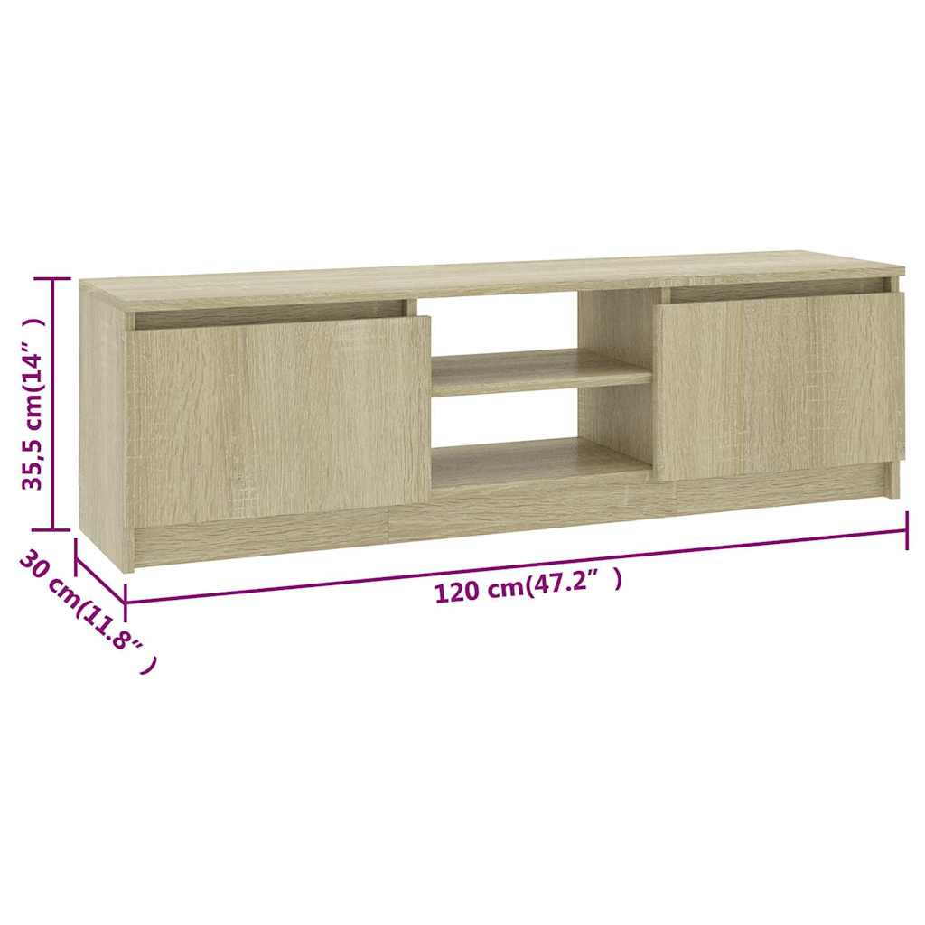 Έπιπλο Τηλεόρασης Sonoma Δρυς 120x30x35,5 εκ. από Επεξ. Ξύλο