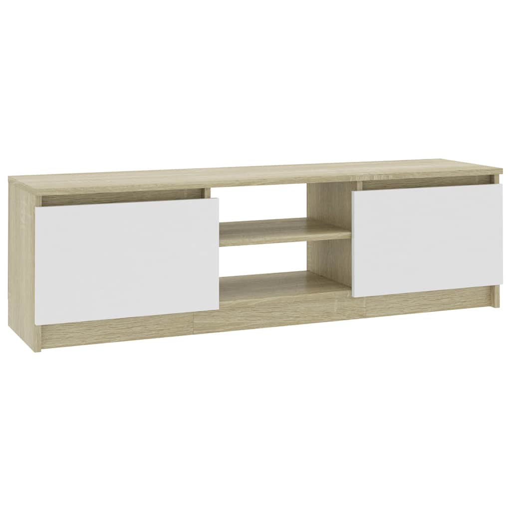 Έπιπλο Τηλεόρασης Λευκό/Sonoma Δρυς 120x30x35,5 εκ. Επεξ. Ξύλο