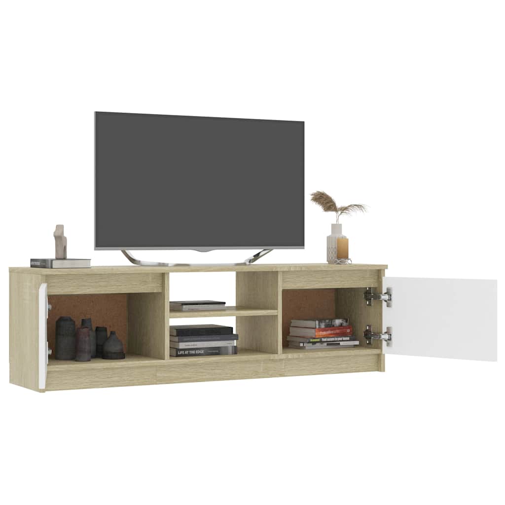 Έπιπλο Τηλεόρασης Λευκό/Sonoma Δρυς 120x30x35,5 εκ. Επεξ. Ξύλο
