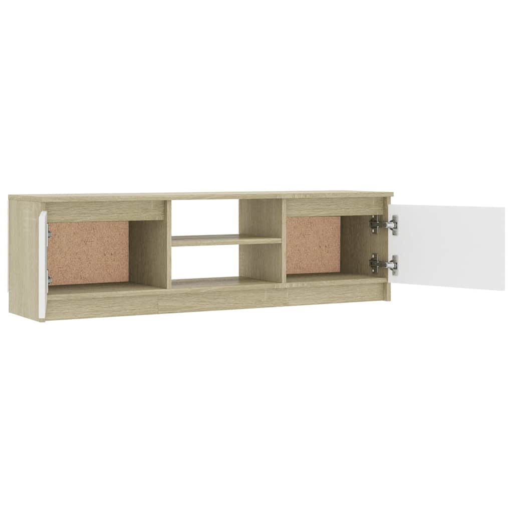 Έπιπλο Τηλεόρασης Λευκό/Sonoma Δρυς 120x30x35,5 εκ. Επεξ. Ξύλο