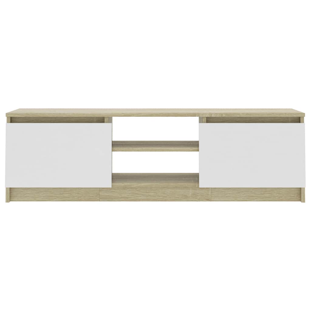 Έπιπλο Τηλεόρασης Λευκό/Sonoma Δρυς 120x30x35,5 εκ. Επεξ. Ξύλο