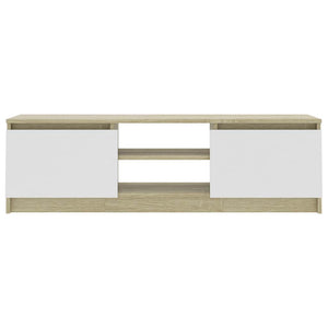 Έπιπλο Τηλεόρασης Λευκό/Sonoma Δρυς 120x30x35,5 εκ. Επεξ. Ξύλο