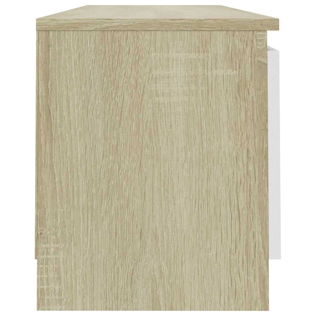 Έπιπλο Τηλεόρασης Λευκό/Sonoma Δρυς 120x30x35,5 εκ. Επεξ. Ξύλο