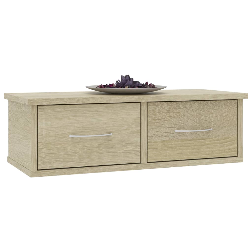 Ράφι Τοίχου με Συρτάρια Sonoma Δρυς 60x26x18,5 εκ. Επεξ. Ξύλο