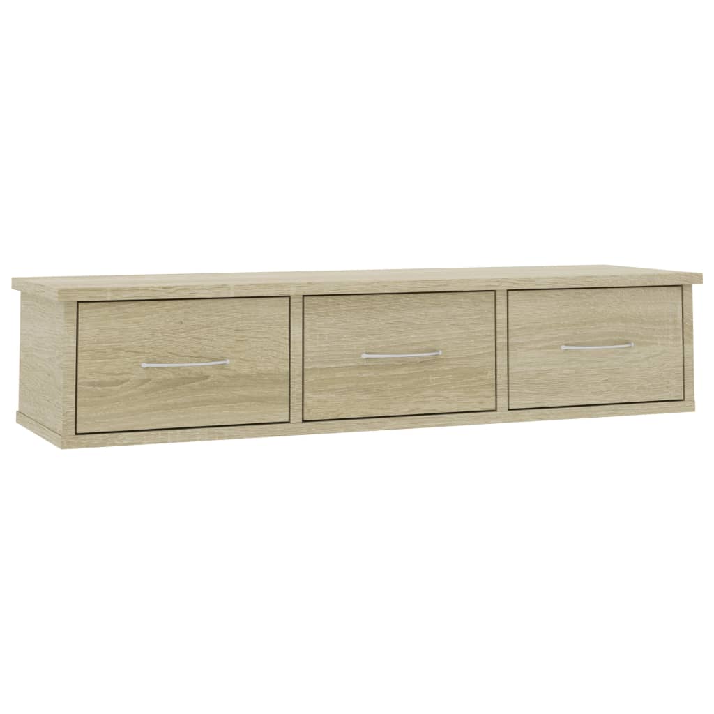 Ράφι Τοίχου με Συρτάρια Sonoma Δρυς 88x26x18,5 εκ. Επεξ. Ξύλο