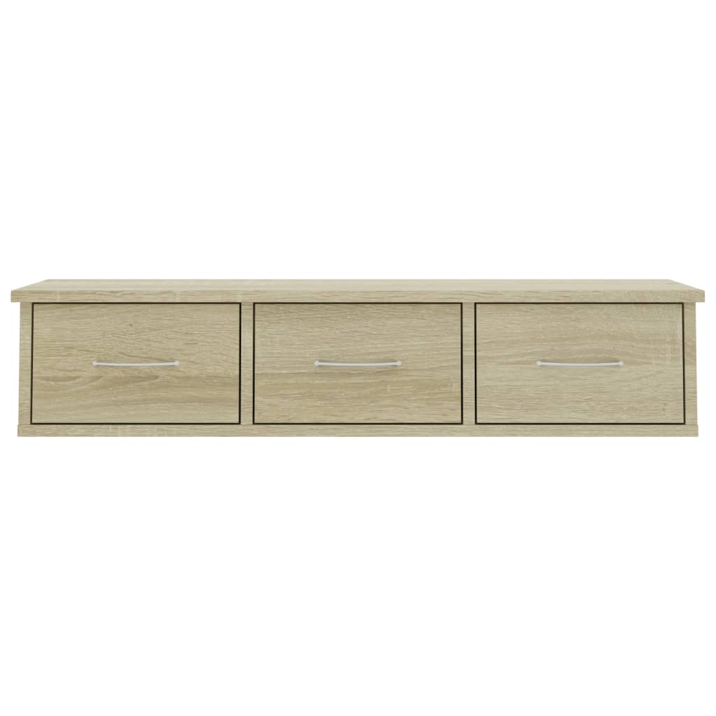 Ράφι Τοίχου με Συρτάρια Sonoma Δρυς 88x26x18,5 εκ. Επεξ. Ξύλο