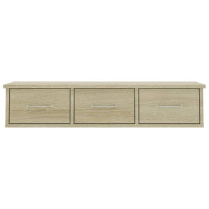 Ράφι Τοίχου με Συρτάρια Sonoma Δρυς 88x26x18,5 εκ. Επεξ. Ξύλο