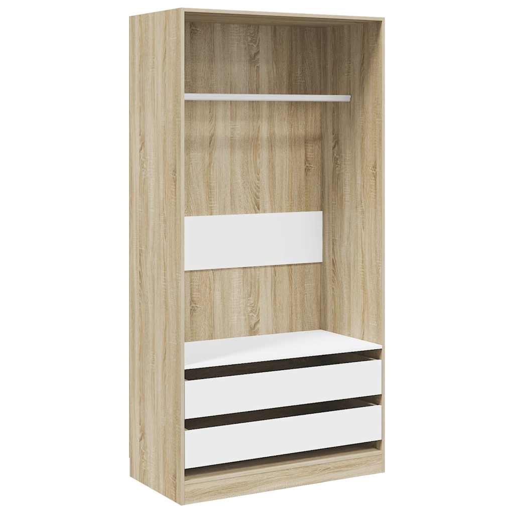 Ντουλάπα Λευκή / Sonoma Δρυς 100 x 50 x 200 εκ. από Μοριοσανίδα - Pakobazaar