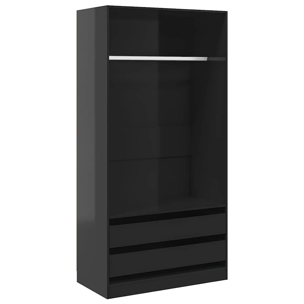 800611  Wardrobe High Gloss Grey 100x50x200 cm Chipboard - Pakobazaar