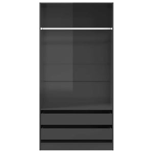 800611  Wardrobe High Gloss Grey 100x50x200 cm Chipboard - Pakobazaar