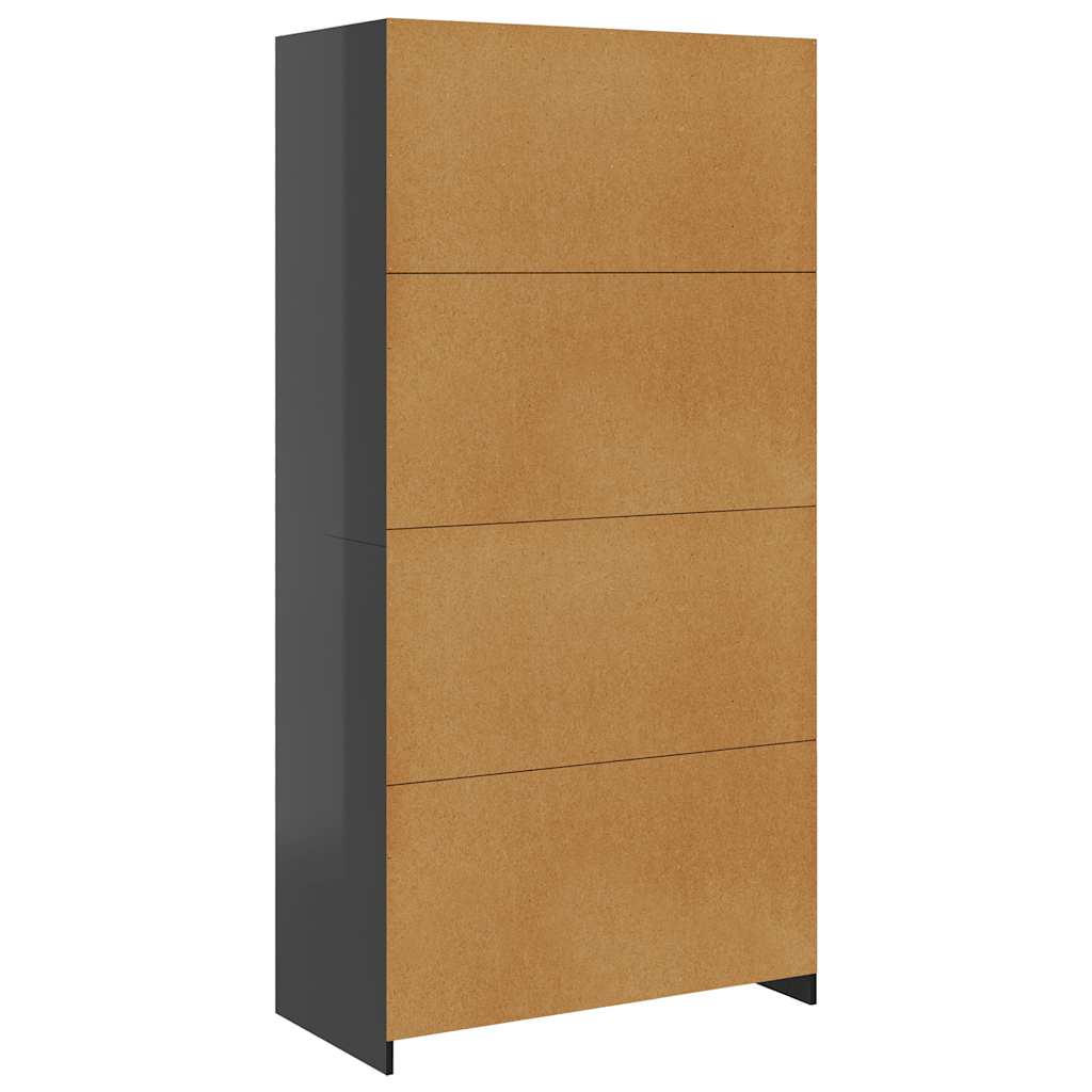 800611  Wardrobe High Gloss Grey 100x50x200 cm Chipboard - Pakobazaar