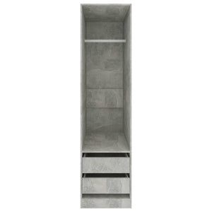 Ντουλάπα με Συρτάρια Γκρι Σκυροδέματος 50x50x200 εκ Επεξ. Ξύλο
