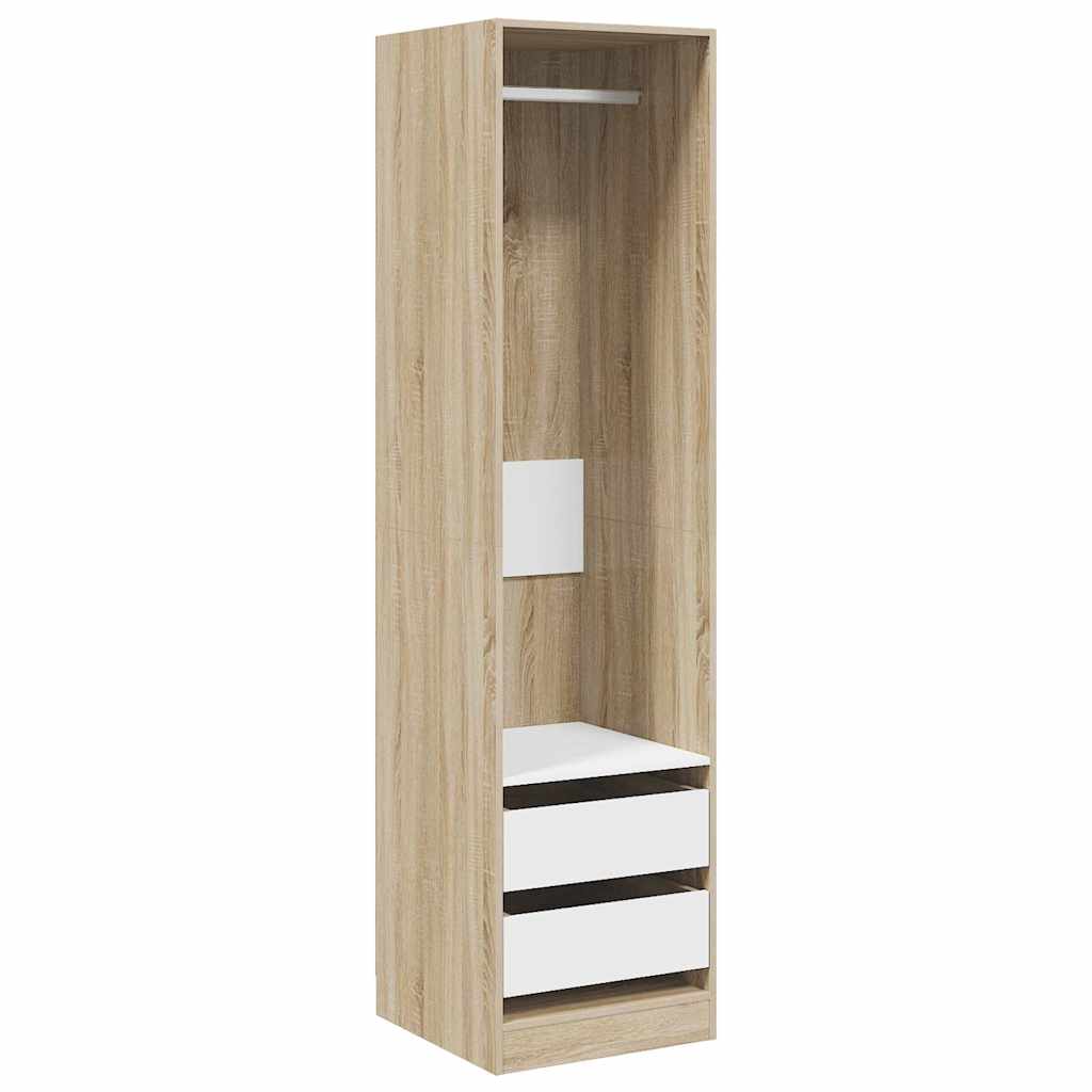 Ντουλάπα με Συρτάρια Λευκή / Sonoma 50x50x200 εκ. Μοριοσανίδα