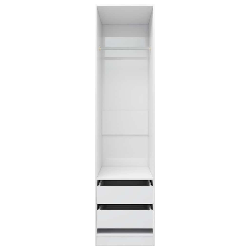 Ντουλάπα με Συρτάρια Γυαλιστερό Λευκό 50x50x200 εκ. Επεξ. Ξύλο