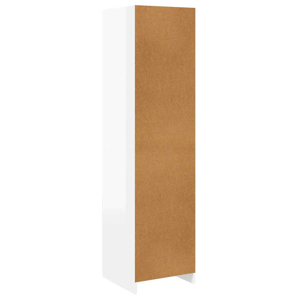 Ντουλάπα με Συρτάρια Γυαλιστερό Λευκό 50x50x200 εκ. Επεξ. Ξύλο