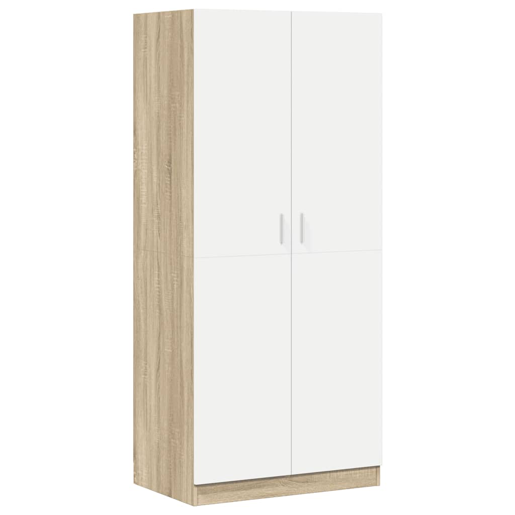 Ντουλάπα Λευκή / Sonoma Δρυς 80 x 52 x 180 εκ. από Μοριοσανίδα - Pakobazaar