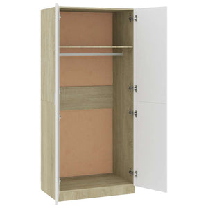 Ντουλάπα Λευκή / Sonoma Δρυς 80 x 52 x 180 εκ. από Μοριοσανίδα - Pakobazaar