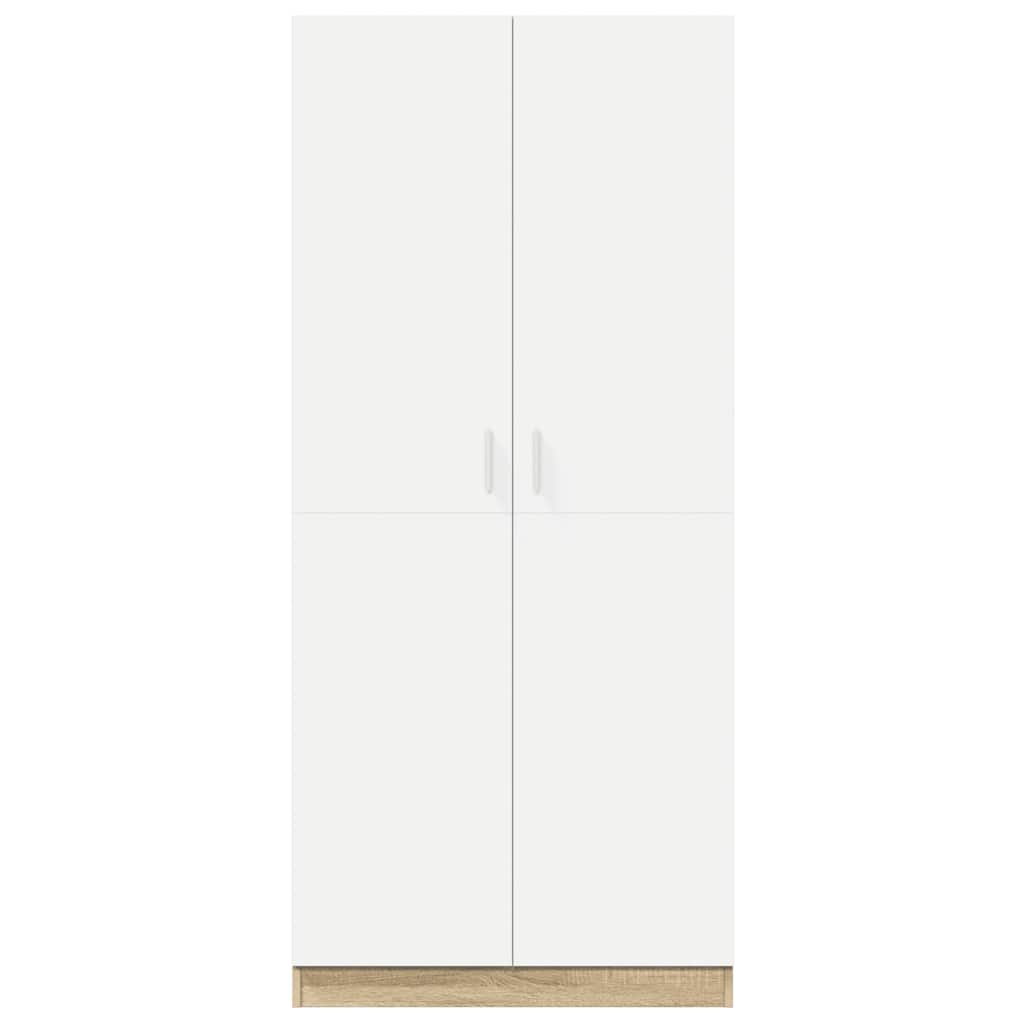 Ντουλάπα Λευκή / Sonoma Δρυς 80 x 52 x 180 εκ. από Μοριοσανίδα - Pakobazaar