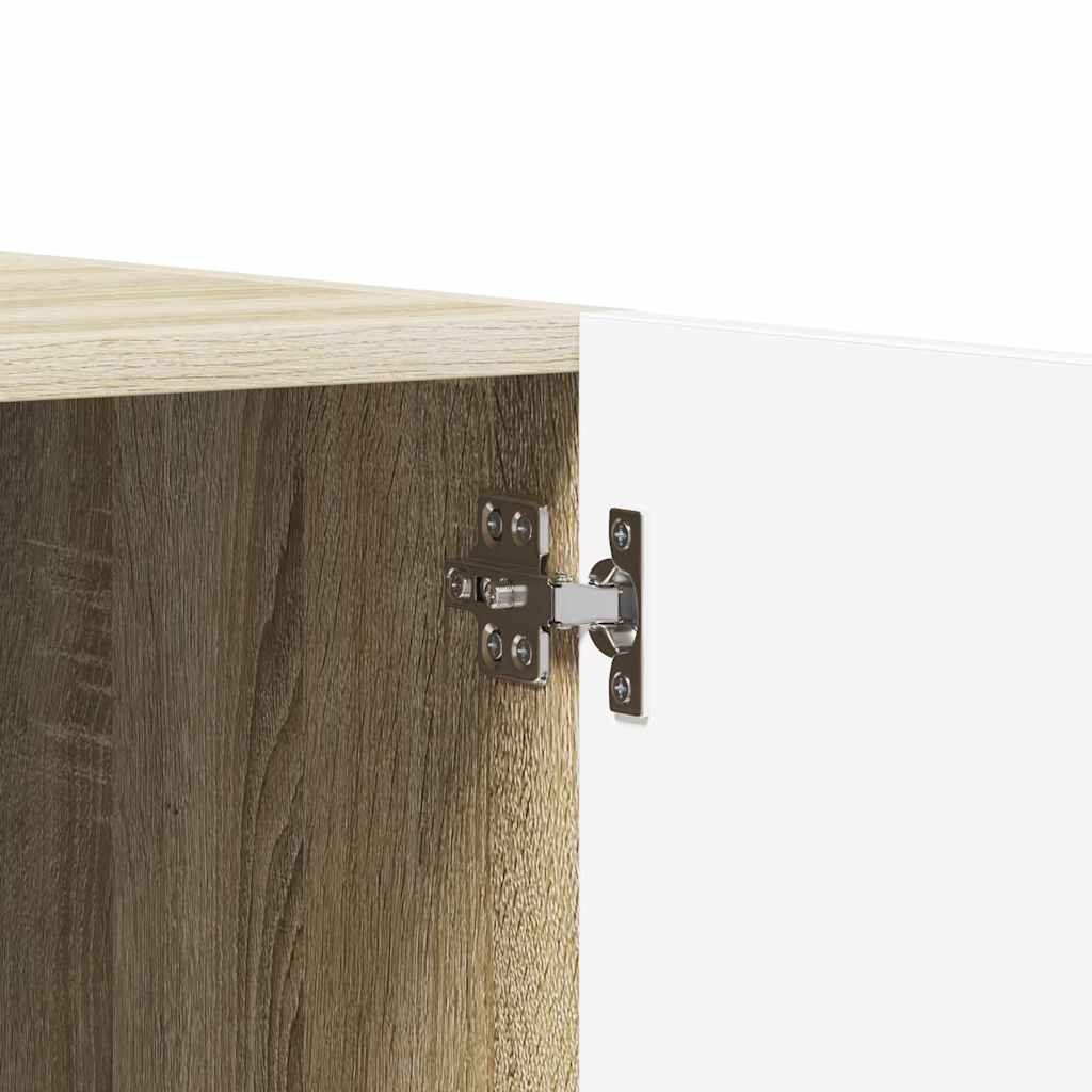 Ντουλάπα Λευκή / Sonoma Δρυς 80 x 52 x 180 εκ. από Μοριοσανίδα - Pakobazaar