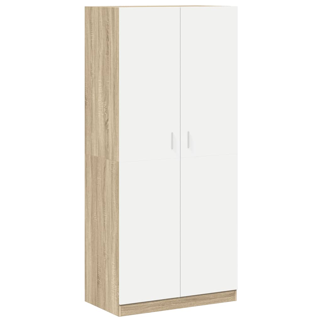 Ντουλάπα Λευκή / Sonoma Δρυς 90 x 52 x 200 εκ. από Επεξ. Ξύλο - Pakobazaar