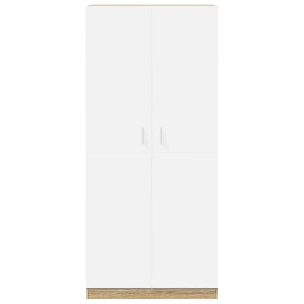 Ντουλάπα Λευκή / Sonoma Δρυς 90 x 52 x 200 εκ. από Επεξ. Ξύλο - Pakobazaar