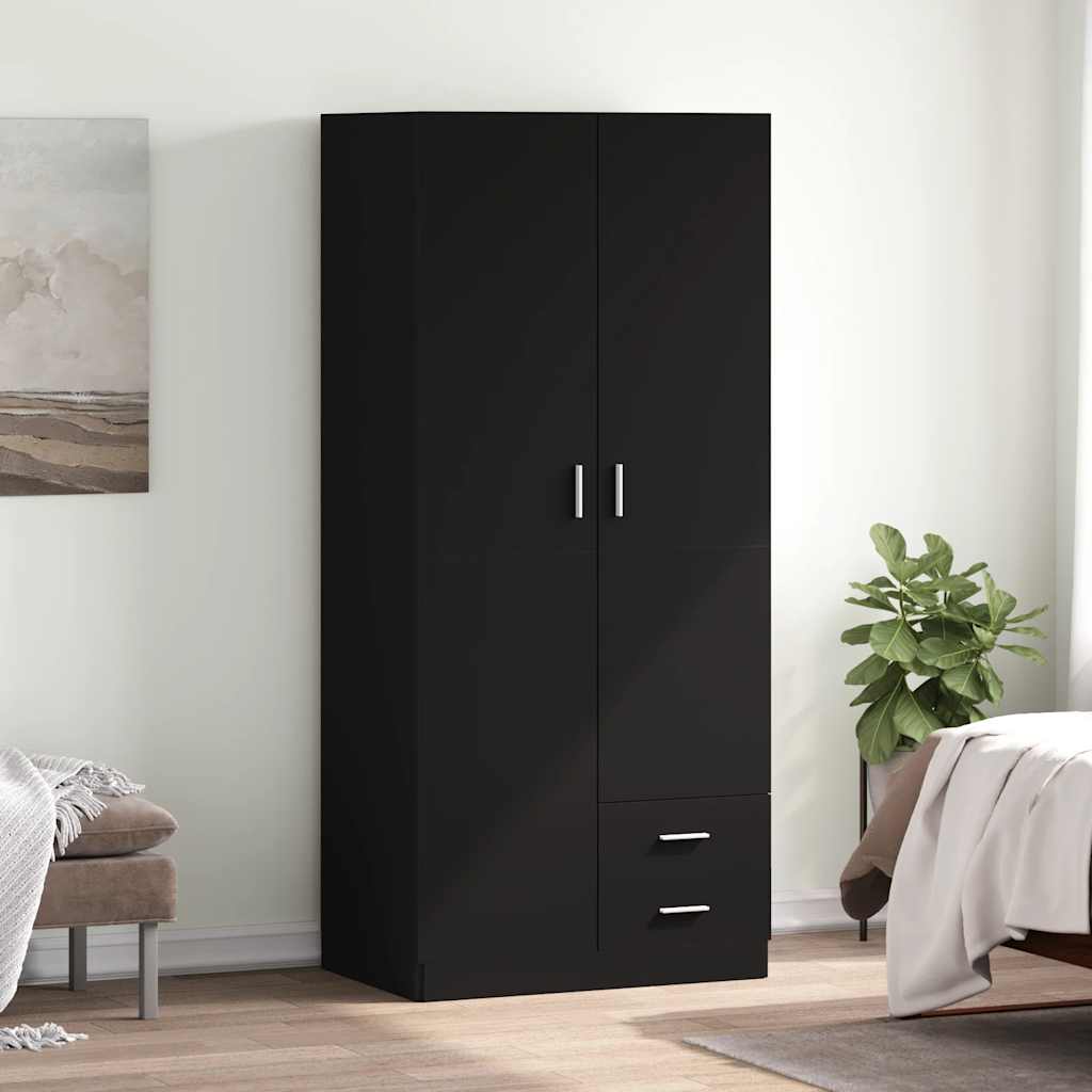 Ντουλάπα Μαύρη 80 x 52 x 180 εκ. από Επεξ. Ξύλο - Pakobazaar