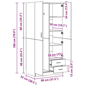 Ντουλάπα Χρώμα Sonoma-Δρυς 80 x 52 x 180 εκ. από Επεξ. Ξύλο - Pakobazaar
