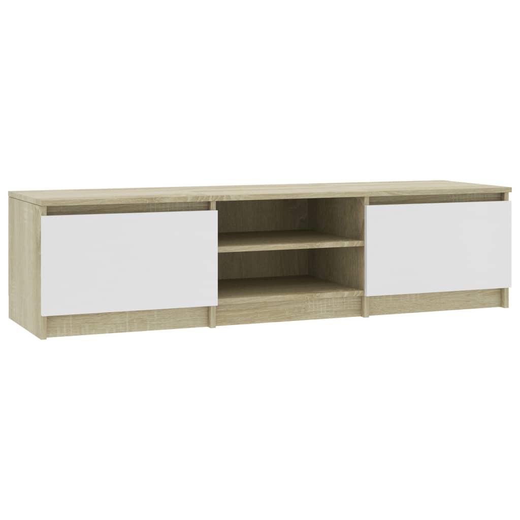 Έπιπλο Τηλεόρασης Λευκό/Sonoma Δρυς 140x40x35,5 εκ. Επεξ. Ξύλο