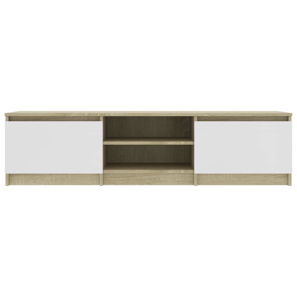 Έπιπλο Τηλεόρασης Λευκό/Sonoma Δρυς 140x40x35,5 εκ. Επεξ. Ξύλο