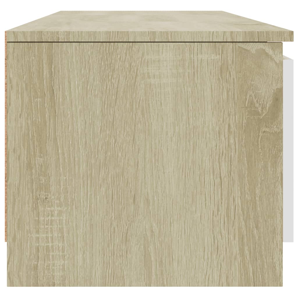 Έπιπλο Τηλεόρασης Λευκό/Sonoma Δρυς 140x40x35,5 εκ. Επεξ. Ξύλο