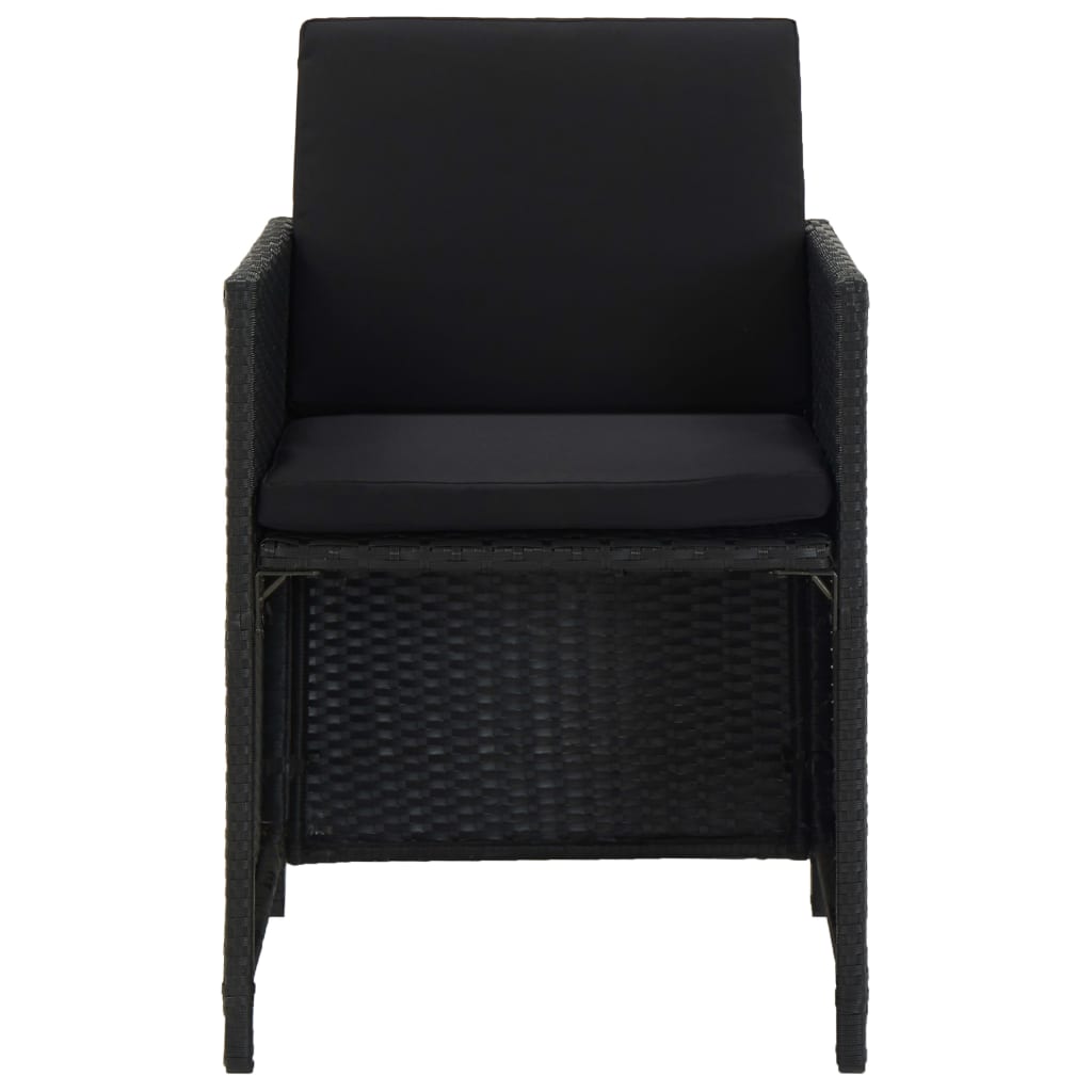 Σετ Τραπεζαρίας Εξ. Χώρου 5 τεμ. Μαύρο Συνθ. Ρατάν με Μαξιλάρια