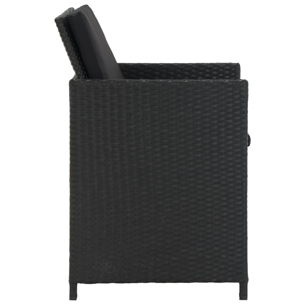 Σετ Τραπεζαρίας Εξ. Χώρου 11 τεμ Μαύρο Συνθ. Ρατάν με Μαξιλάρια