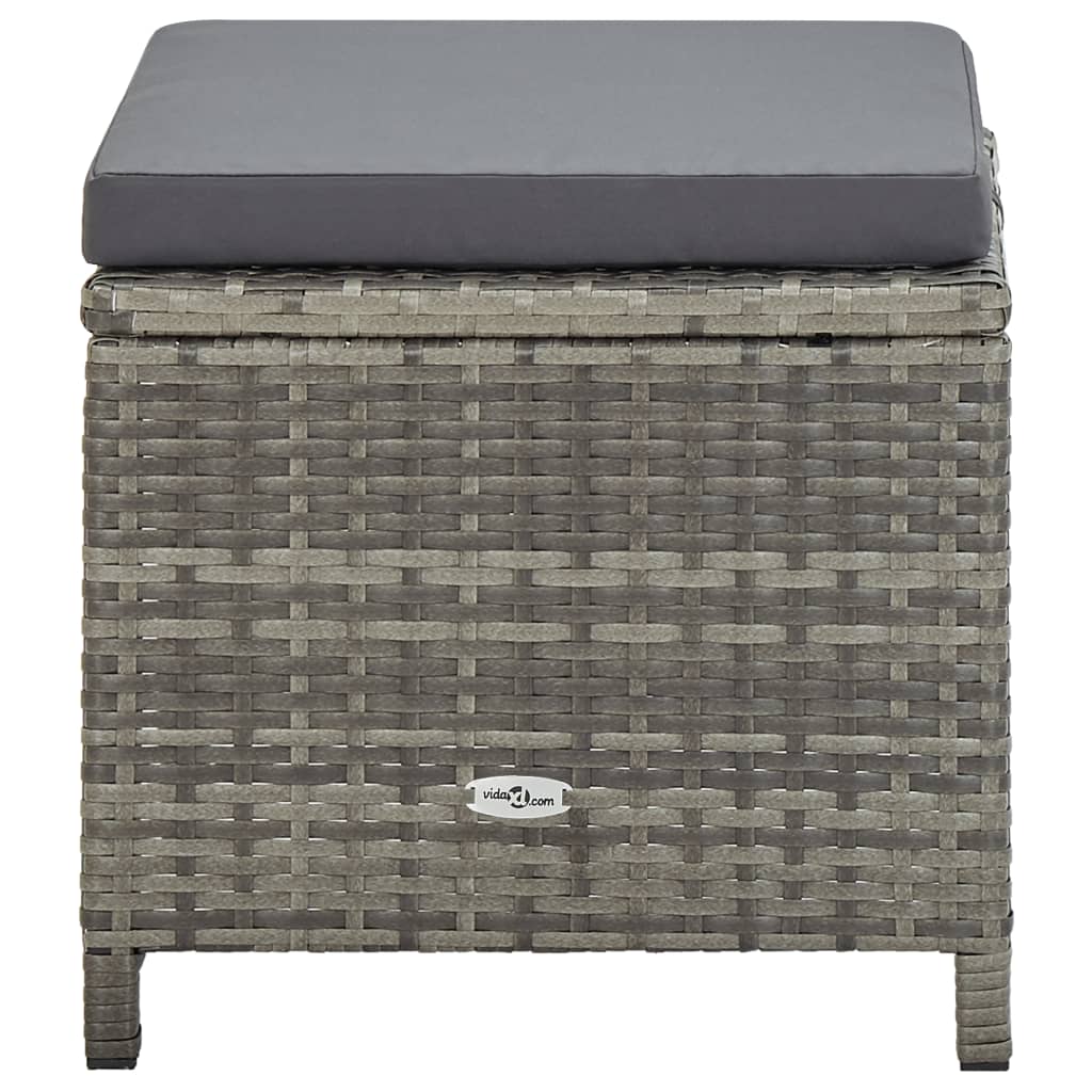 Σετ Τραπεζαρίας Εξ. Χώρου 9 τεμ. Γκρι Συνθ. Ρατάν με Μαξιλάρια